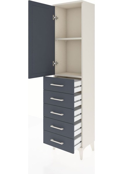 Arges Dolap 2 Raflı 5 Çekmeceli Tek Kapaklı 44X30X182 Aytaşı-Antrasit fırsatları