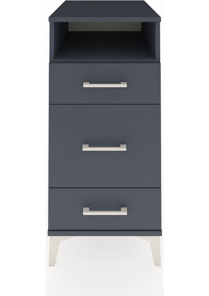 Kronos Komodin Tek Raflı 3 Çekmeceli 44X59X96 Antrasit-Antrasit