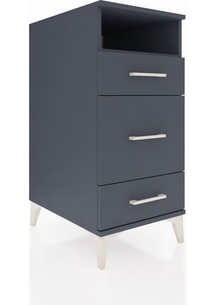 Kronos Komodin Tek Raflı 3 Çekmeceli 44X59X96 Antrasit-Antrasit fiyatları