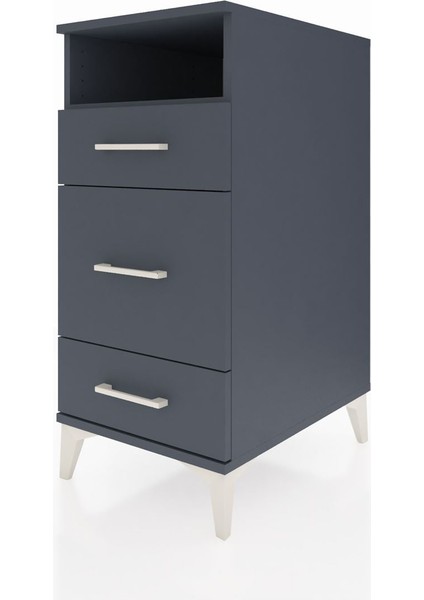 Kronos Komodin Tek Raflı 3 Çekmeceli 44X59X96 Antrasit-Antrasit modelleri
