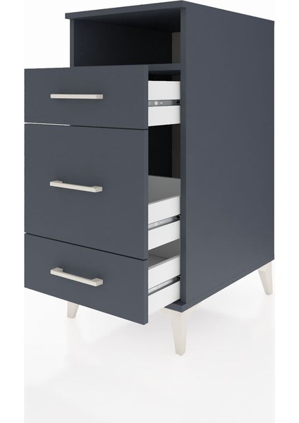 Kronos Komodin Tek Raflı 3 Çekmeceli 44X59X96 Antrasit-Antrasit fırsatları