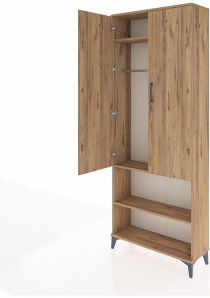 Arges Dolap 3 Raflı 2 Kapaklı Tek Askılı 88X30X221 Çam-Çam fırsatları