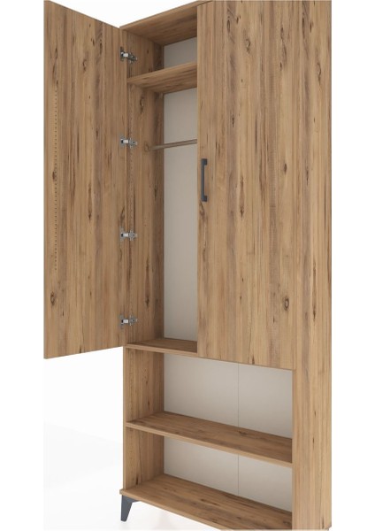 Arges Dolap 3 Raflı 2 Kapaklı Tek Askılı 88X30X221 Çam-Çam indirimleri