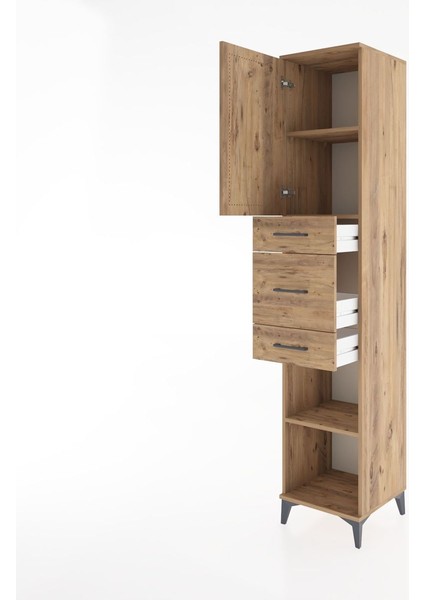 Hyperion Dolap 3 Raflı 3 Çekmeceli Tek Kapaklı 44X44X221 Çam-Çam fırsatları