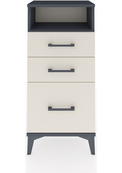 Arges Komodin Tek Raflı 3 Çekmeceli 44X30X96 Antrasit-Aytaşı
