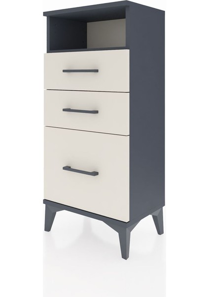 Arges Komodin Tek Raflı 3 Çekmeceli 44X30X96 Antrasit-Aytaşı modelleri