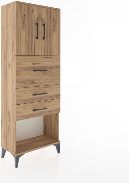 Arges Dolap 2 Raflı 3 Çekmeceli 2 Kapaklı 60X30X163 Çam-Çam fiyatları