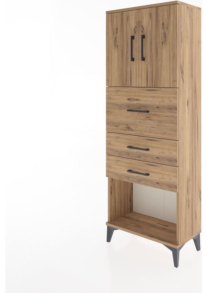 Arges Dolap 2 Raflı 3 Çekmeceli 2 Kapaklı 60X30X163 Çam-Çam modelleri