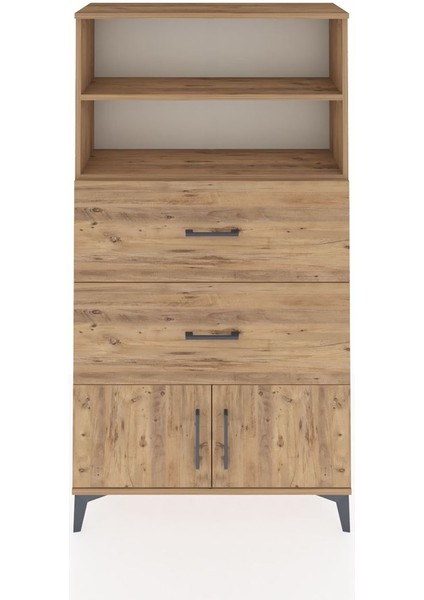 Arges Dolap 2 Raflı 2 Çekmeceli 2 Kapaklı 88X30X163 Çam-Çam