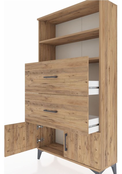 Arges Dolap 2 Raflı 2 Çekmeceli 2 Kapaklı 88X30X163 Çam-Çam indirimleri