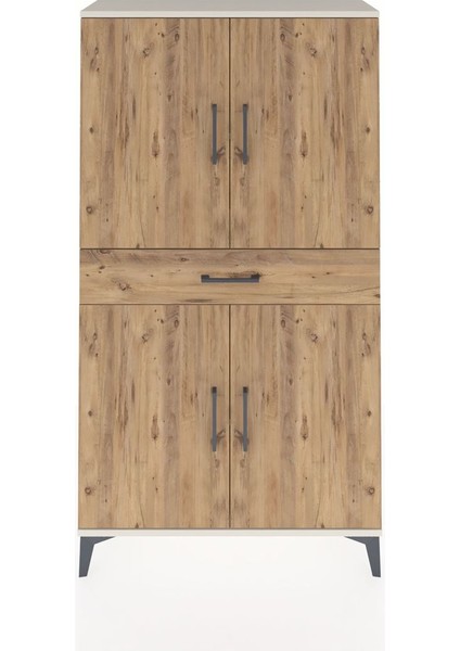 Arges Dolap 3 Raflı Tek Çekmeceli 4 Kapaklı 88X30X163 Aytaşı-Çam
