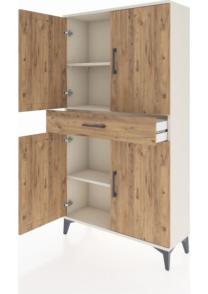 Arges Dolap 3 Raflı Tek Çekmeceli 4 Kapaklı 88X30X163 Aytaşı-Çam fırsatları