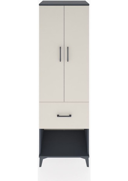 Hyperion Dolap 4 Raflı Tek Çekmeceli 2 Kapaklı 60X44X195 Antrasit-Aytaşı