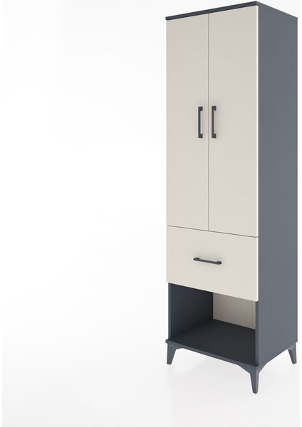 Hyperion Dolap 4 Raflı Tek Çekmeceli 2 Kapaklı 60X44X195 Antrasit-Aytaşı modelleri