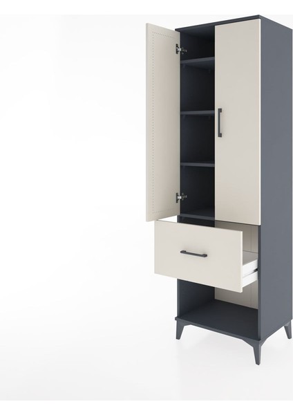 Hyperion Dolap 4 Raflı Tek Çekmeceli 2 Kapaklı 60X44X195 Antrasit-Aytaşı fırsatları