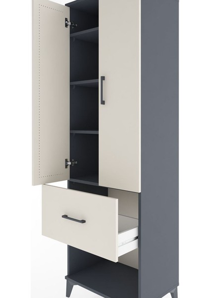 Hyperion Dolap 4 Raflı Tek Çekmeceli 2 Kapaklı 60X44X195 Antrasit-Aytaşı indirimleri