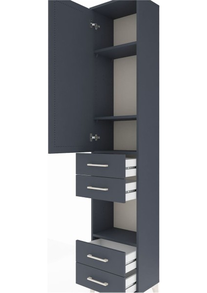 Arges Dolap 4 Raflı 4 Çekmeceli Tek Kapaklı 44X30X221 Antrasit-Antrasit indirimleri