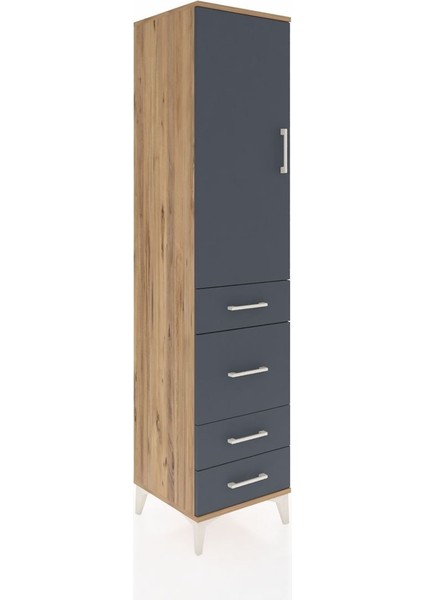 Hyperion Dolap 3 Raflı 4 Çekmeceli Tek Kapaklı 44X44X195 Çam-Antrasit fiyatları