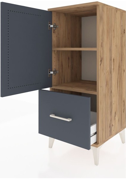 Hyperion Komodin 2 Raflı Tek Çekmeceli Tek Kapaklı 44X44X106 Çam-Antrasit fırsatları