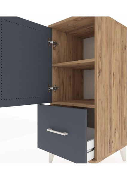 Hyperion Komodin 2 Raflı Tek Çekmeceli Tek Kapaklı 44X44X106 Çam-Antrasit indirimleri