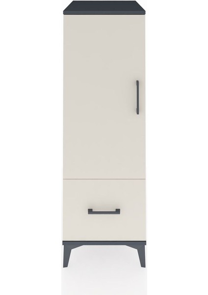 Kronos Dolap 2 Raflı Tek Çekmeceli Tek Kapaklı 44X59X134 Antrasit-Aytaşı