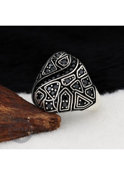 Özel Tasarım Mikro Taş Işlemeli 925 Ayar Gümüş Erkek Yüzük fiyatları