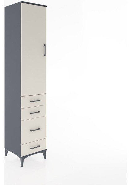 Hyperion Dolap 3 Raflı 4 Çekmeceli Tek Kapaklı 44X44X221 Antrasit-Aytaşı fiyatları