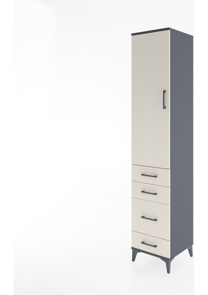 Hyperion Dolap 3 Raflı 4 Çekmeceli Tek Kapaklı 44X44X221 Antrasit-Aytaşı modelleri