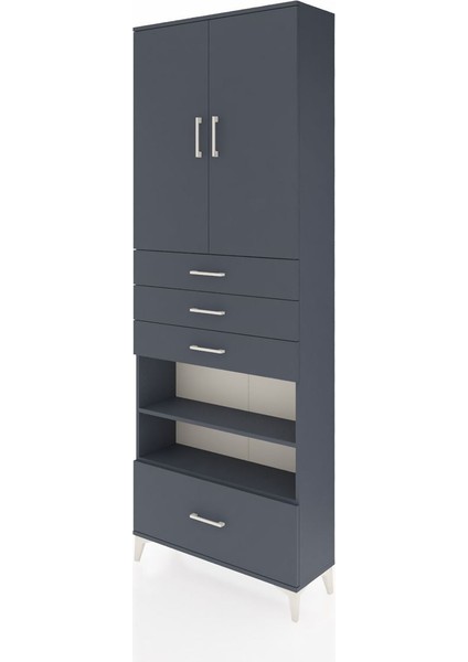 Arges Dolap 5 Raflı 4 Çekmeceli 2 Kapaklı 88X30X243 Antrasit-Antrasit modelleri
