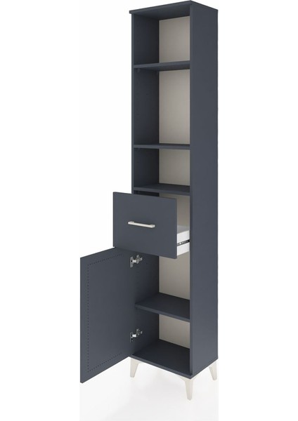 Arges Dolap 4 Raflı Tek Çekmeceli Tek Kapaklı 44X30X221 Antrasit-Antrasit fırsatları