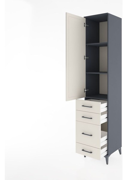Hyperion Dolap 3 Raflı 4 Çekmeceli Tek Kapaklı 44X44X221 Antrasit-Aytaşı fırsatları