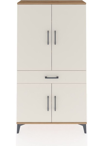 Arges Dolap 4 Raflı Tek Çekmeceli 4 Kapaklı 88X30X163 Çam-Aytaşı