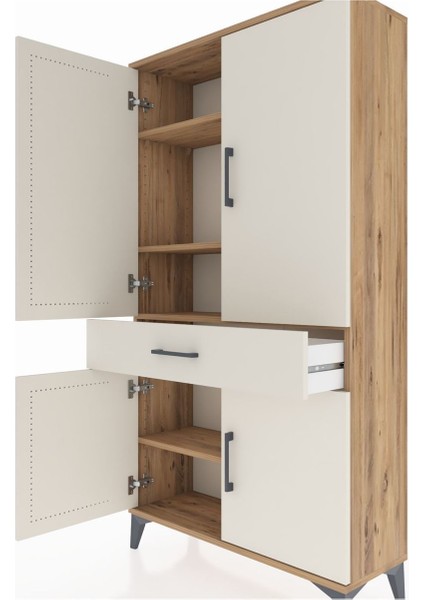 Arges Dolap 4 Raflı Tek Çekmeceli 4 Kapaklı 88X30X163 Çam-Aytaşı indirimleri