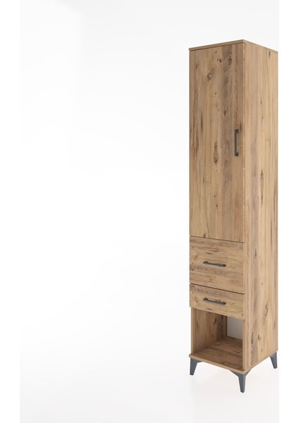 Hyperion Dolap 3 Raflı 2 Çekmeceli Tek Kapaklı 44X44X221 Çam-Çam modelleri