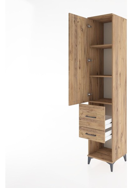 Hyperion Dolap 3 Raflı 2 Çekmeceli Tek Kapaklı 44X44X221 Çam-Çam fırsatları