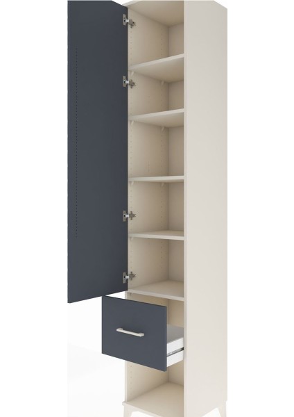 Hyperion Dolap 5 Raflı Tek Çekmeceli Tek Kapaklı 44X44X243 Aytaşı-Antrasit indirimleri