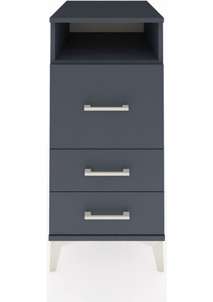 Kronos Komodin Tek Raflı 3 Çekmeceli 44X59X96 Antrasit-Antrasit