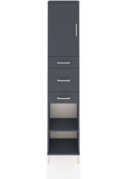Arges Dolap 3 Raflı 3 Çekmeceli Tek Kapaklı 44X30X221 Antrasit-Antrasit