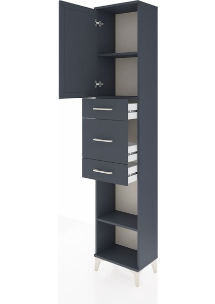 Arges Dolap 3 Raflı 3 Çekmeceli Tek Kapaklı 44X30X221 Antrasit-Antrasit fırsatları