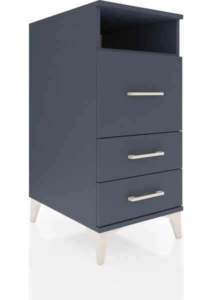 Kronos Komodin Tek Raflı 3 Çekmeceli 44X59X96 Antrasit-Antrasit fiyatları