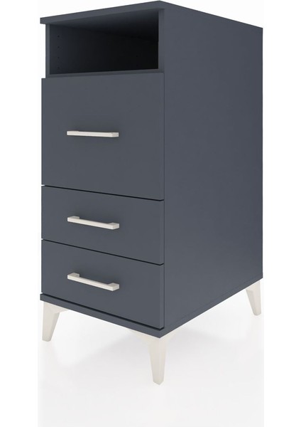 Kronos Komodin Tek Raflı 3 Çekmeceli 44X59X96 Antrasit-Antrasit modelleri