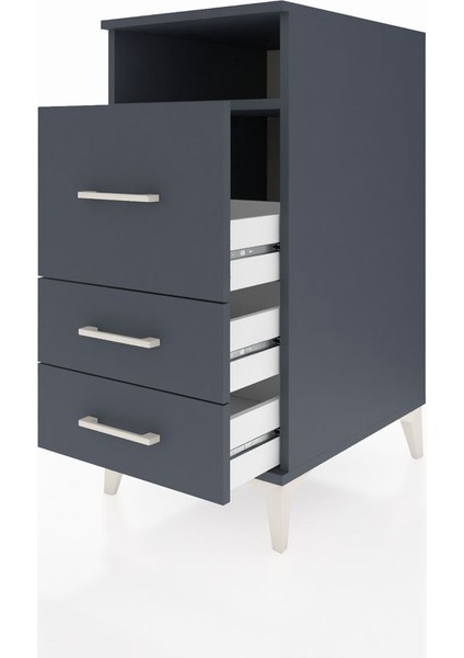 Kronos Komodin Tek Raflı 3 Çekmeceli 44X59X96 Antrasit-Antrasit fırsatları