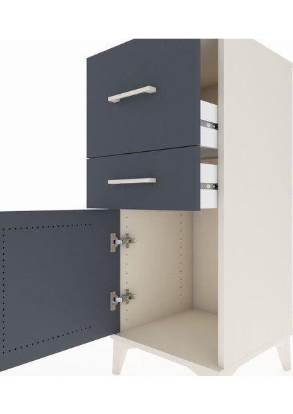 Hyperion Komodin 2 Çekmeceli Tek Kapaklı 44X44X106 Aytaşı-Antrasit indirimleri