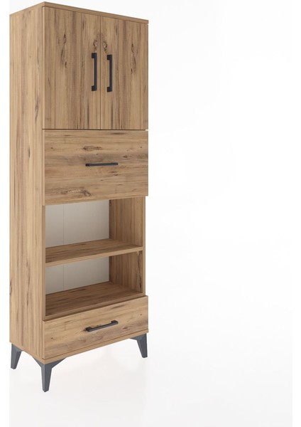 Arges Dolap 4 Raflı 2 Çekmeceli 2 Kapaklı 60X30X163 Çam-Çam fiyatları