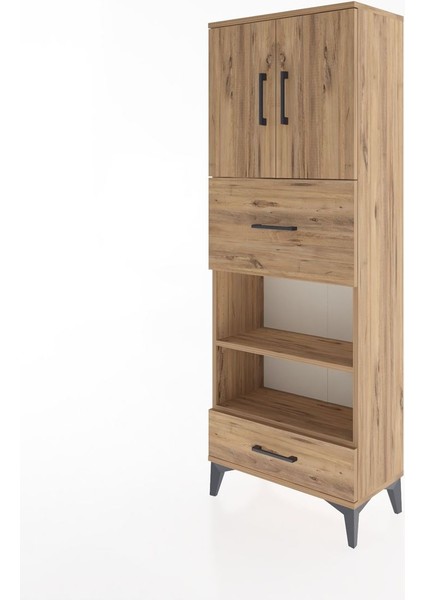 Arges Dolap 4 Raflı 2 Çekmeceli 2 Kapaklı 60X30X163 Çam-Çam modelleri