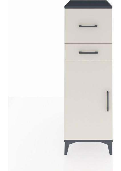 Kronos Dolap Tek Raflı 2 Çekmeceli Tek Kapaklı 44X59X134 Antrasit-Aytaşı