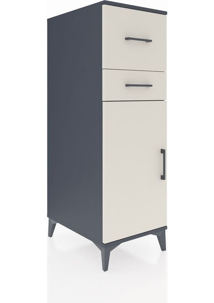 Kronos Dolap Tek Raflı 2 Çekmeceli Tek Kapaklı 44X59X134 Antrasit-Aytaşı fiyatları