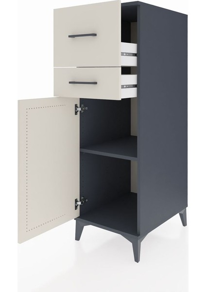 Kronos Dolap Tek Raflı 2 Çekmeceli Tek Kapaklı 44X59X134 Antrasit-Aytaşı fırsatları