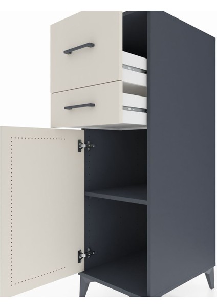 Kronos Dolap Tek Raflı 2 Çekmeceli Tek Kapaklı 44X59X134 Antrasit-Aytaşı indirimleri