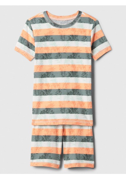 Erkek Çocuk Turuncu %100 Organik Pamuk Desenli Pijama Takımı fiyatları
